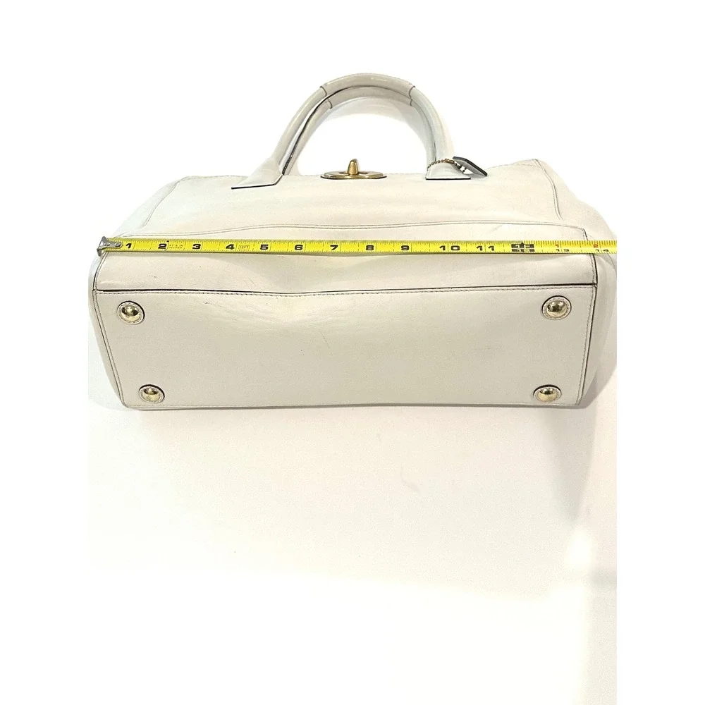 Coach Hamptons Y2K White Leather Purse Turnlock Tote Shoulder Classic Handbag